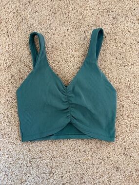 aerie Teal Ribbed Scoop Tank